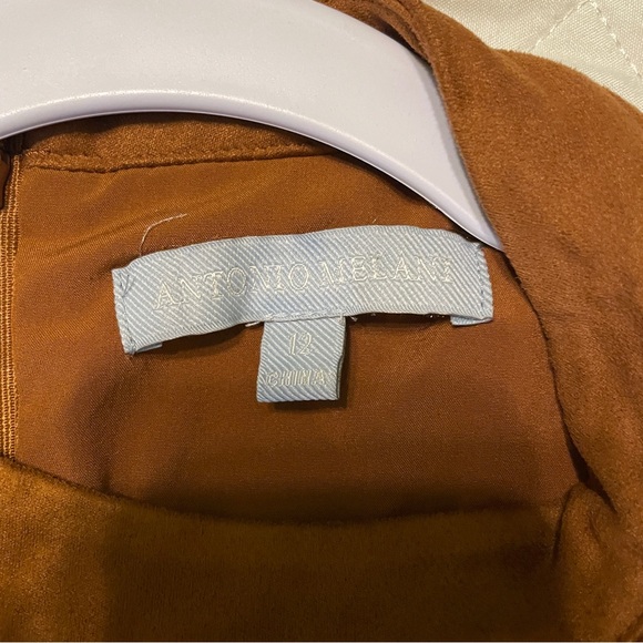 Antonio Melani Kinnon Mock Neck Suede Midi Dress Size 12 - Picture 8 of 9